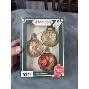 Vintage Tradition Glass Christmas‎ Tree Ornaments Angels Set of 3 West Germany